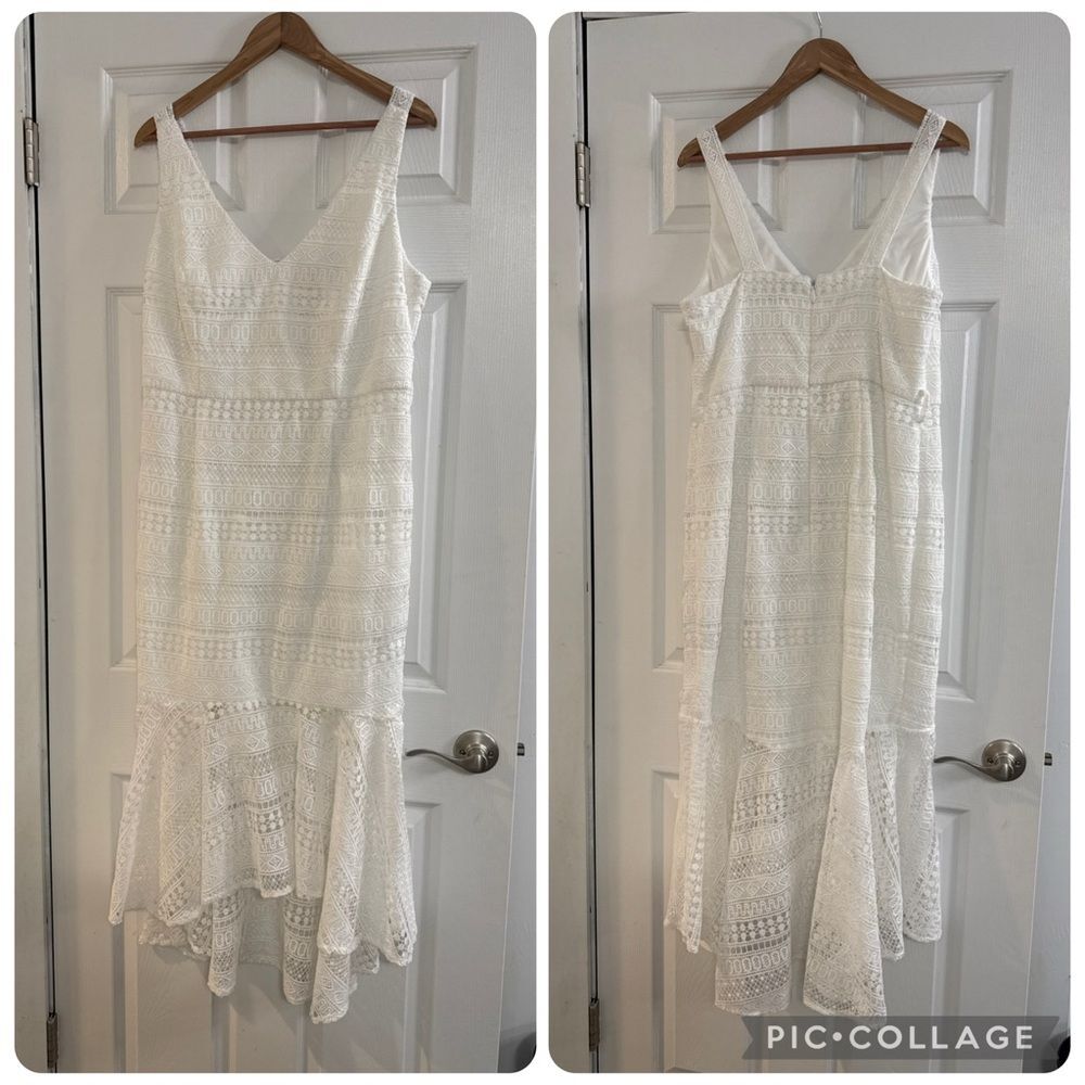 City Chic White Lace Mermaid Maxi Dress Size L 14 Bridal Boho Beach Event Party
